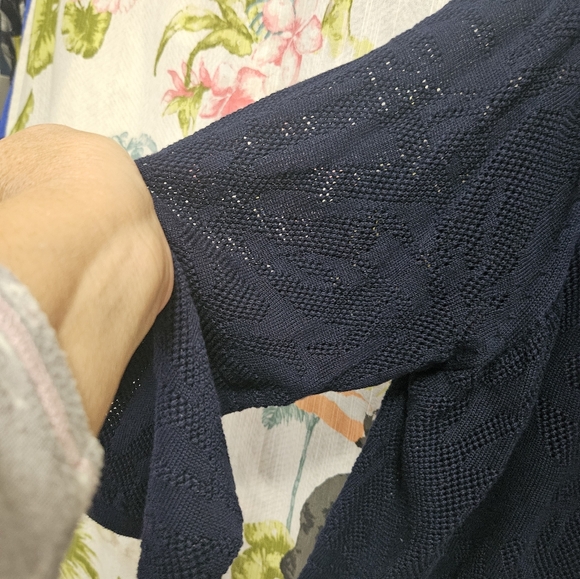 Kim Rogers curvy cardigan navy blue crocheted look NWT 1X - Picture 7 of 12